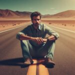 homem sentado na estrada