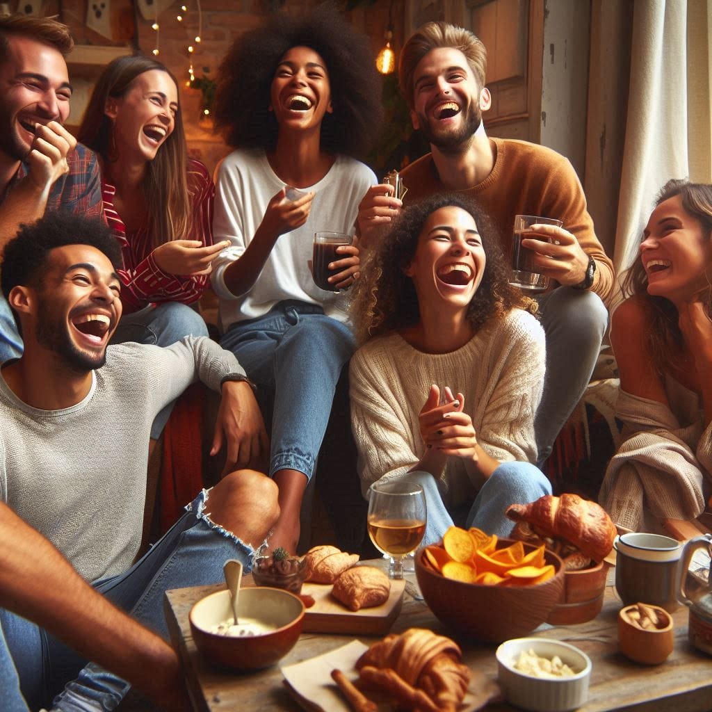 amigos rindo sem celulares