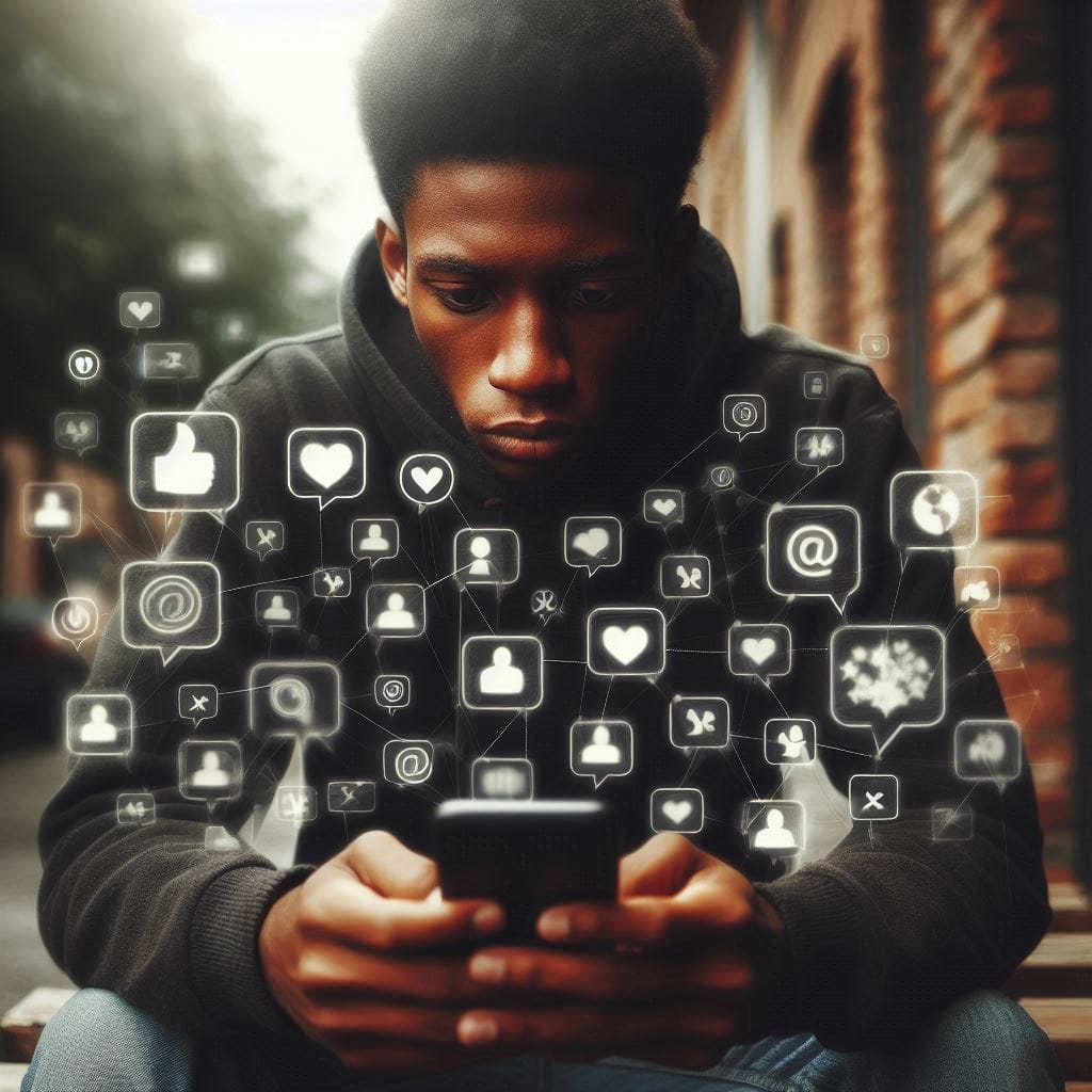 homem triste com celular na mão