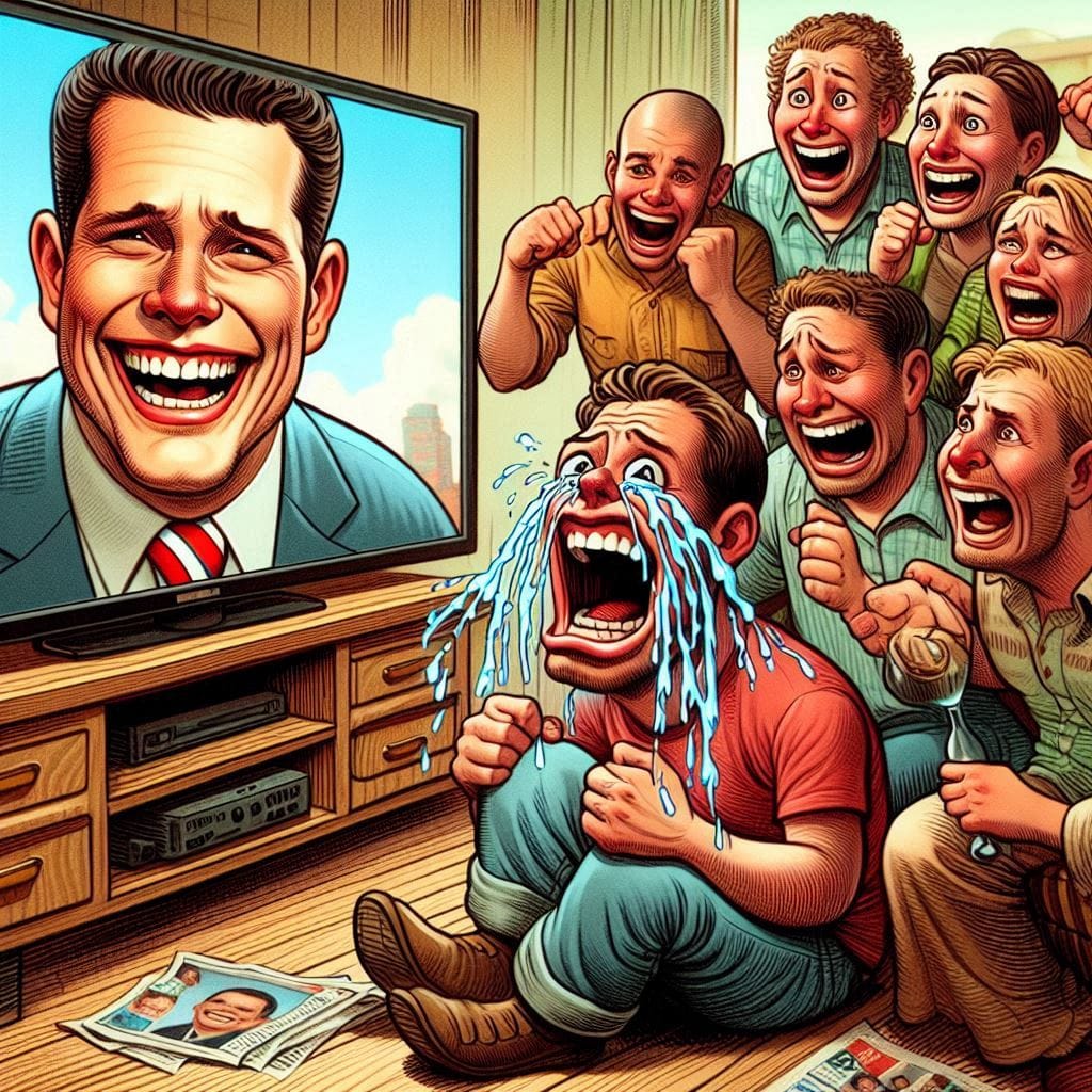 pessoas chorando vendo tv