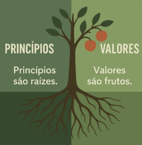 Arvore dos princípios e valores que demonstra o que cada um significa